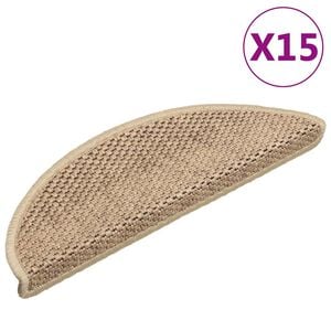 vidaXL selvkl&aelig;bende trappem&aring;tter 15stk. 56x17x3cm sisal-look sandfarve