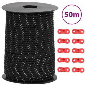 vidaXL selvlysende bardunline med bardunsp&aelig;nder 50 m 3 mm