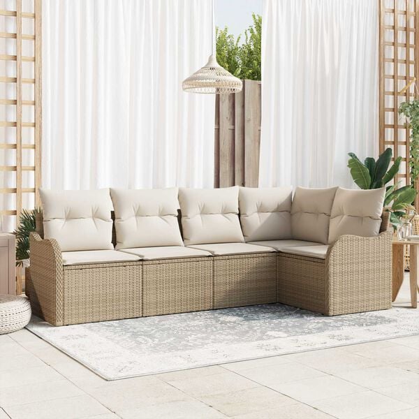 vidaXL Havesofa S&aelig;t Beige polyrattan