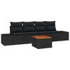 vidaXL Havesofa S&aelig;t med pude 5 pcs Sort polyrattan