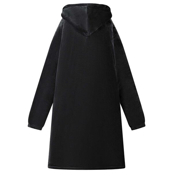 vidaXL T&aelig;ppe-hoodie Sort L Fleece og Flannel