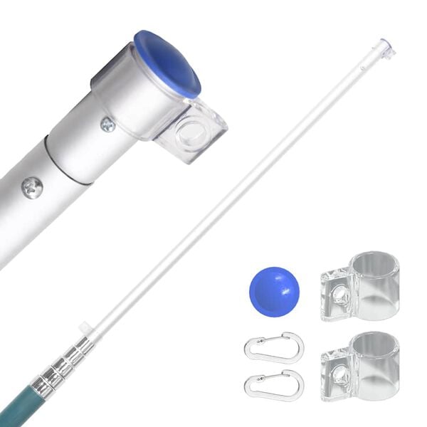 vidaXL teleskopflagstang 5,5 m aluminium s&oslash;lvfarvet