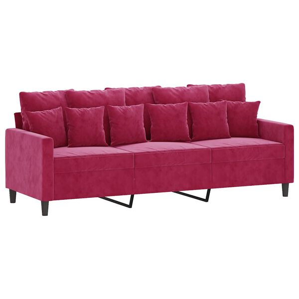 vidaXL 3-personers sofa 180 cm fløjl vinrød