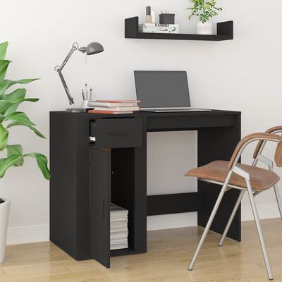 vidaXL skrivebord 100x49x75 cm konstrueret træ sort