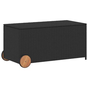 vidaXL opbevaringsboks med hjul 190 l polyrattan sort