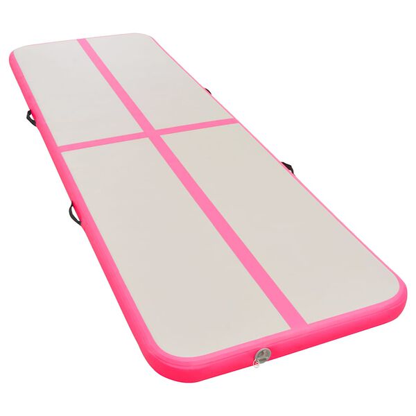 vidaXL oppustelig gymnastikm&aring;tte med pumpe 500 x 100 x 10 cm PVC Pink