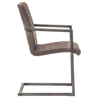 vidaXL spisebordsstole med cantilever 2 stk. ægte læder brun