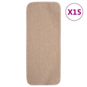 vidaXL skridsikre trappem&aring;tter 15 stk. 60x25 cm rektangul&aelig;r beige