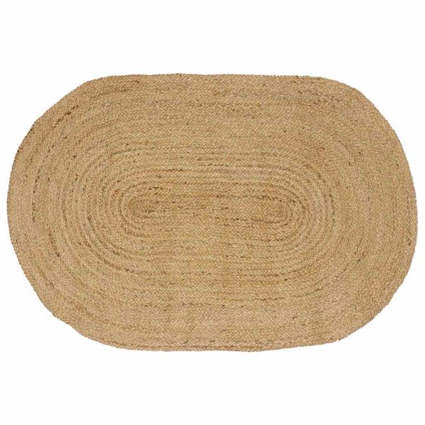 vidaXL Omr&aring;det&aelig;pper Oval Naturfarvet 122 x 183 cm Jute