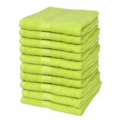 vidaXL gæstehåndklædesæt 10 stk. bomuld 500 gsm 30x50 cm æblegrøn