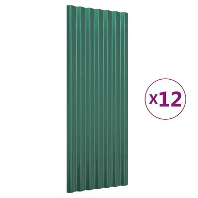 vidaXL tagplader 12 stk. 100x36 cm pulverlakeret stål grøn