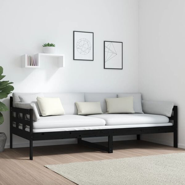 vidaXL daybed 90x200 cm massivt fyrretr&aelig; sort