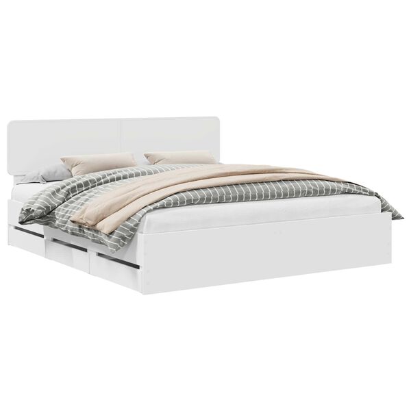 vidaXL Sengestel med hovedg&aelig;rde Hvid 180 x 200 cm Konstrueret tr&aelig;