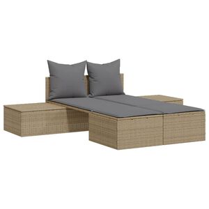 vidaXL solseng med hynder polyrattan beige