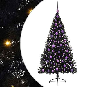 vidaXL Kunstig Forbelyst Juletr&aelig; med 300 LED'er Sort 180 cm PVC
