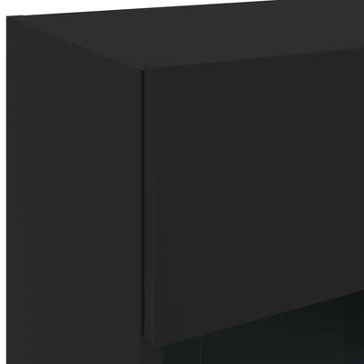 vidaXL væghængt tv-bord med LED-lys 40x30x60,5 cm sort