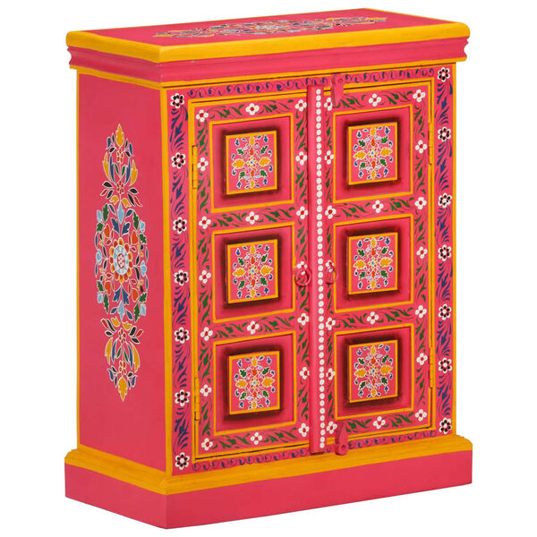 vidaXL skænk i massivt mangotræ lyserød håndmalet