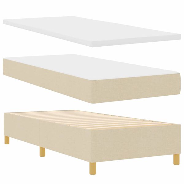 vidaXL Box spring seng med madras Creme 80 x 200 cm Stof
