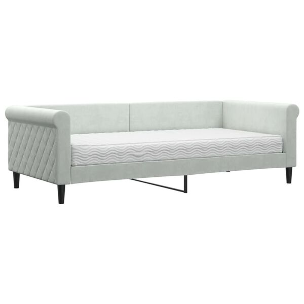 vidaXL daybed med madras 90x200 cm velour lysegr&aring;