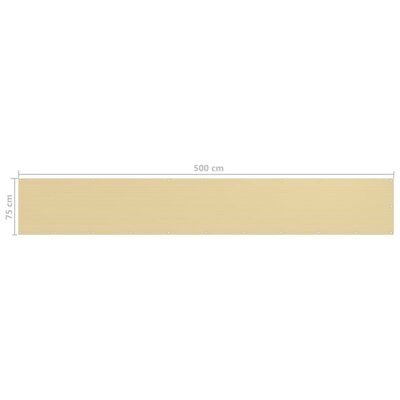 vidaXL altanafskærmning 75x500 cm HDPE beige