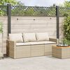 vidaXL 3-personers havesofa med hynder polyrattan beige