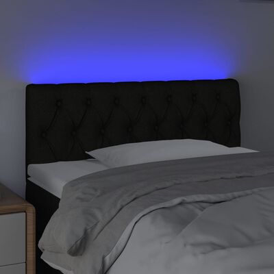 vidaXL sengegavl med LED-lys 100x7x78/88 cm stof sort