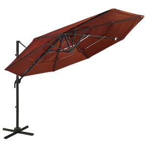 vidaXL parasol 3x3 m aluminiumsstang 4 niveauer terrakotta