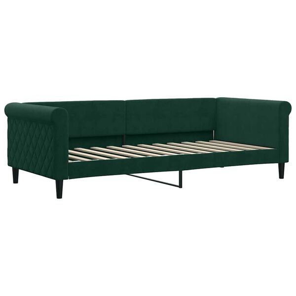 vidaXL daybed med udtr&aelig;k og skuffer 90x200 cm velour m&oslash;rkegr&oslash;n