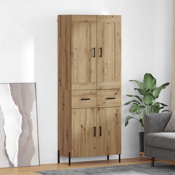vidaXL Highboard med skuffe 2 pcs Artisan Egetr&aelig; Konstrueret tr&aelig;