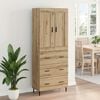vidaXL Highboard med skuffe 2 pcs Artisan Egetr&aelig; Konstrueret tr&aelig;