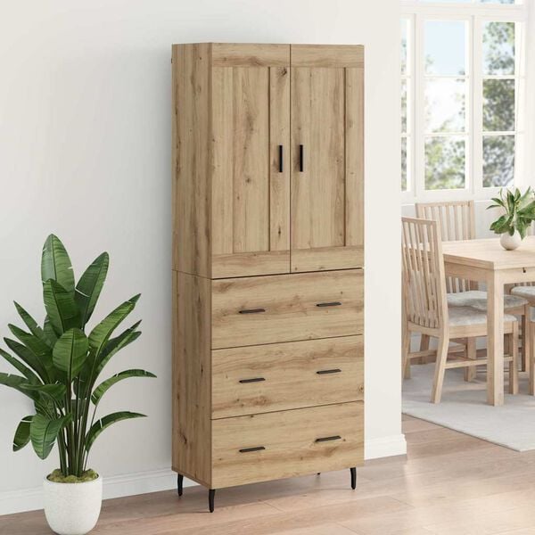 vidaXL Highboard med skuffe 2 pcs Artisan Egetr&aelig; Konstrueret tr&aelig;