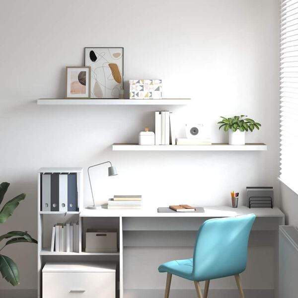 vidaXL v&aelig;ghylder 2 stk. 120x23,5x3,8 cm MDF egetr&aelig;sfarve og hvid