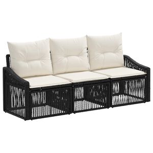 vidaXL Havesofa S&aelig;t 3 stk. Sort polyrattan