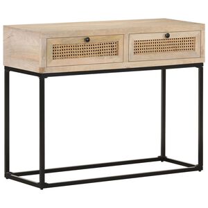 vidaXL konsolbord 100x35x76 cm massivt mangotr&aelig; og naturlig r&oslash;rflet