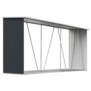vidaXL brændeskur til haven 330x84x152 cm galvaniseret stål antracitgrå