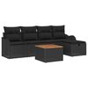 vidaXL Havesofa S&aelig;t med pude med opbevaring 6 pcs Sort Poly rattan
