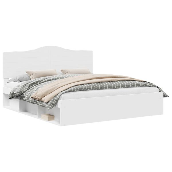 vidaXL Sengestel med hovedg&aelig;rde Hvid 180 x 200 cm Massiv fyrretr&aelig;