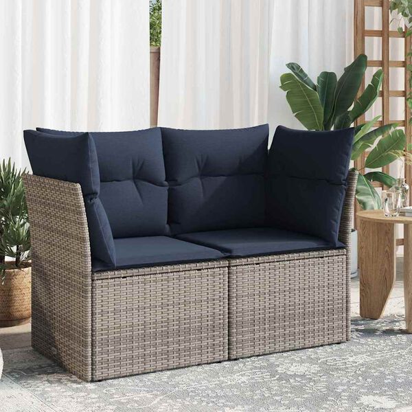 vidaXL | Havem&oslash;belsofa | med pude Gr&aring; 124 x 62 x 69cm polyrattan