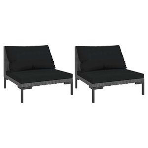 vidaXL moduler til havesofa 2 stk. med hynder halvrundt polyrattan