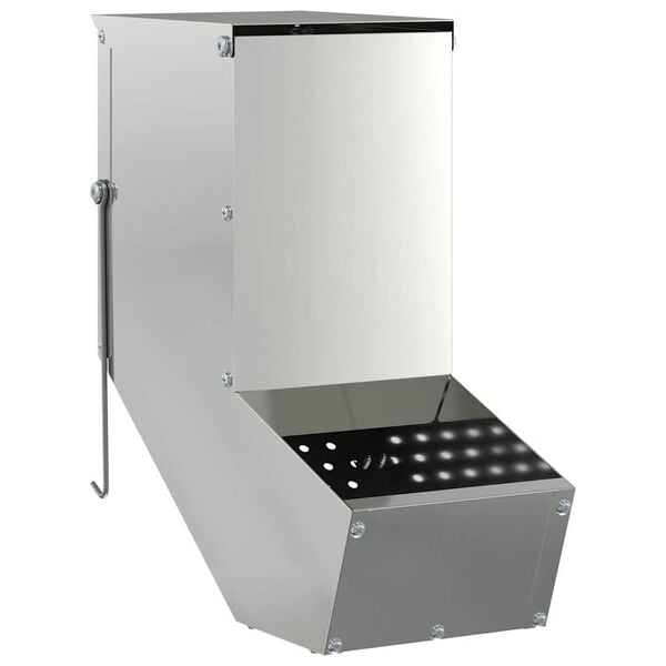 vidaXL Kaninfeeder S&oslash;lv 12,5 x 26 x 28,5 cm Galvaniseret st&aring;l