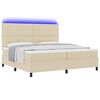vidaXL Box spring seng med madras med LED Creme 200 x 200 cm Stof