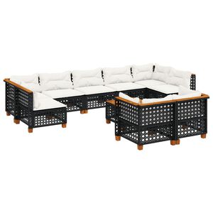 vidaXL sofas&aelig;t til haven 10 dele med hynder polyrattan sort