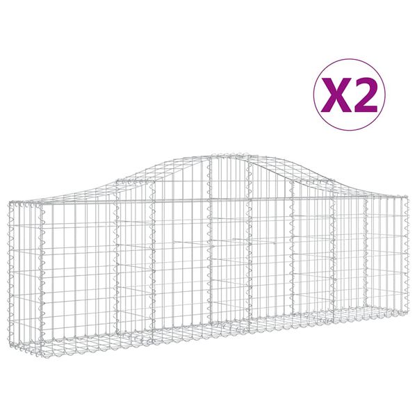 vidaXL buede gabionkurve 2 stk. 200x30x60/80 cm galvaniseret jern