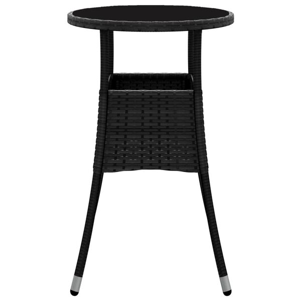 vidaXL havebord Ø60x75 cm hærdet glas og polyrattan sort