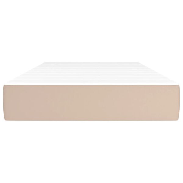 vidaXL springmadras + pocketfjedre medium 100x200x20 cm kunstl&aelig;der cappuccino