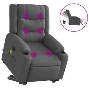 vidaXL elektrisk massagestol med l&oslash;ftefunktion stof m&oslash;rkegr&aring;