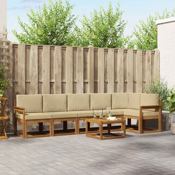 vidaXL Udend&oslash;rs sofagruppe med pude 7 pcs Naturlig og Beige