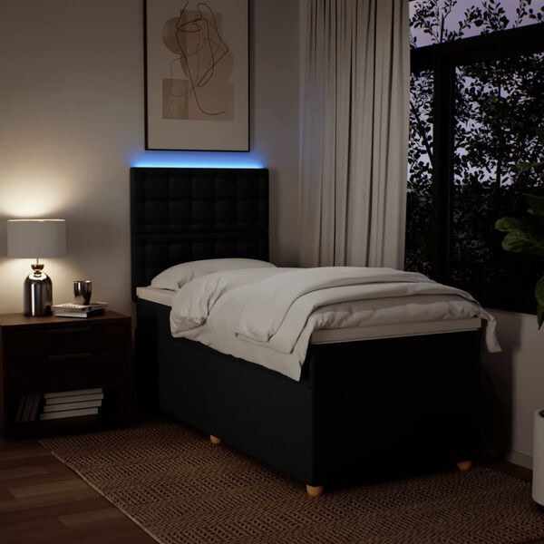 vidaXL kontinentalseng med madras 90x200 cm stof sort