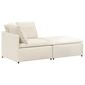 vidaXL modulsofa med fodskammel&puder kr&oslash;llet uldlignende stof creme
