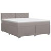 vidaXL Boxmadras med topmadras Gr&aring;brun 160 x 200 cm Stof